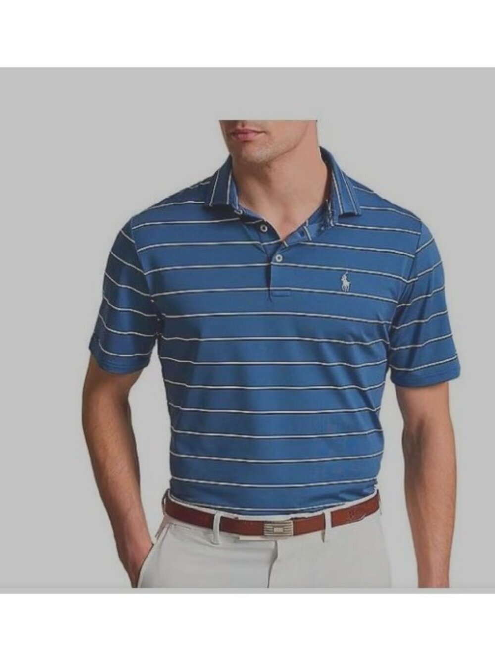 Ralph Lauren Golf Classic Fit Performance Striped Short Sleeve Polo Shirt Large